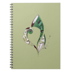 Cuaderno Ilustracion de tinta con dibujo a mano verde abstr