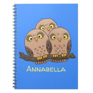Cuaderno Ilustracion de trío de búho lindo