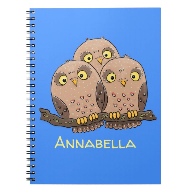 Cuaderno Ilustracion de trío de búho lindo (Frente)