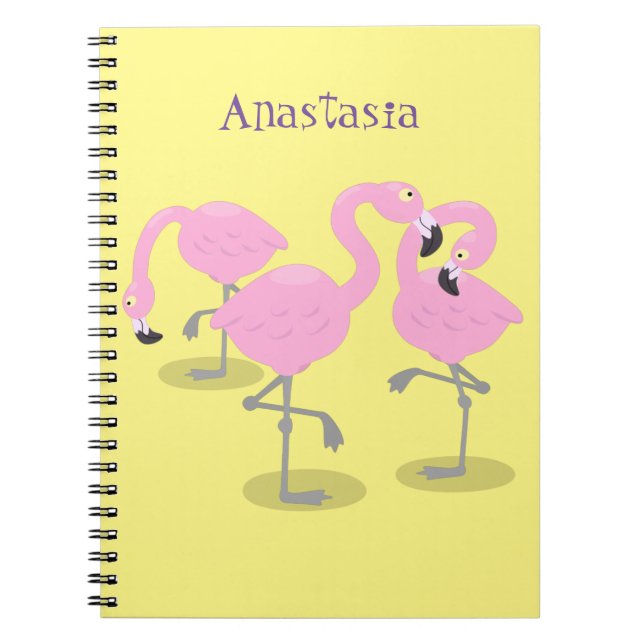 Cuaderno Ilustracion de trío de flamingo rosado (Frente)