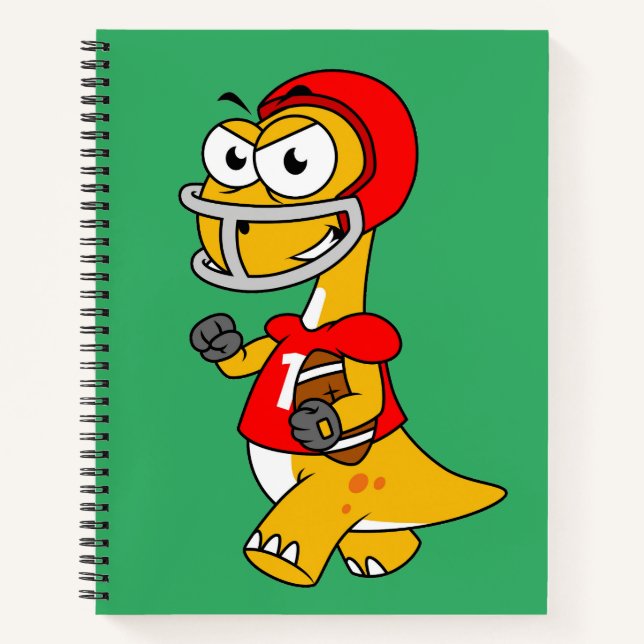 Cuaderno Ilustracion De Un Brontosauro Jugando Fútbol. (Anverso)
