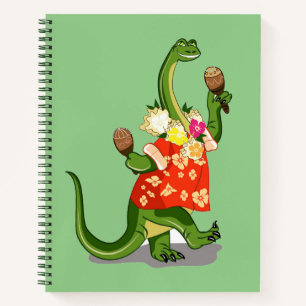 Cuaderno Ilustracion De Un Brontosauro Tocando Maracas.
