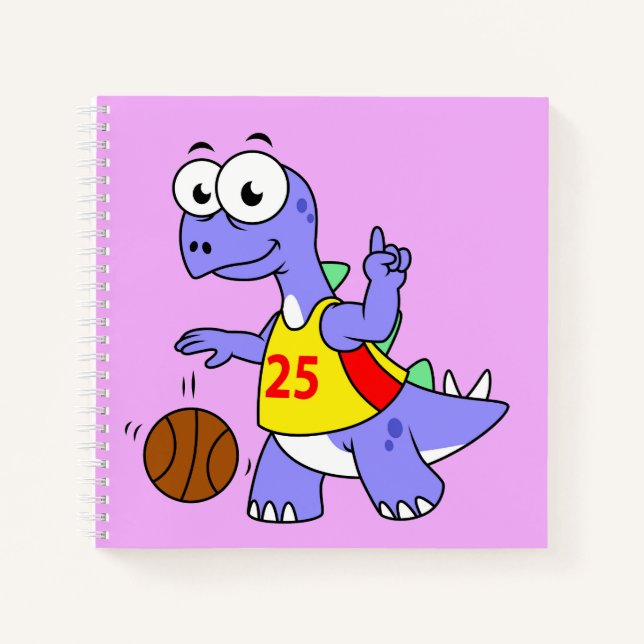 Cuaderno Ilustracion De Un Estegosaurio Jugando Baloncesto. (Anverso)