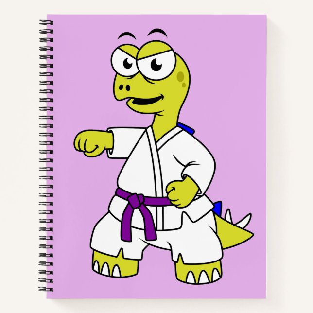 Cuaderno Ilustracion De Un Estegosaurio Practicando El Kara (Anverso)