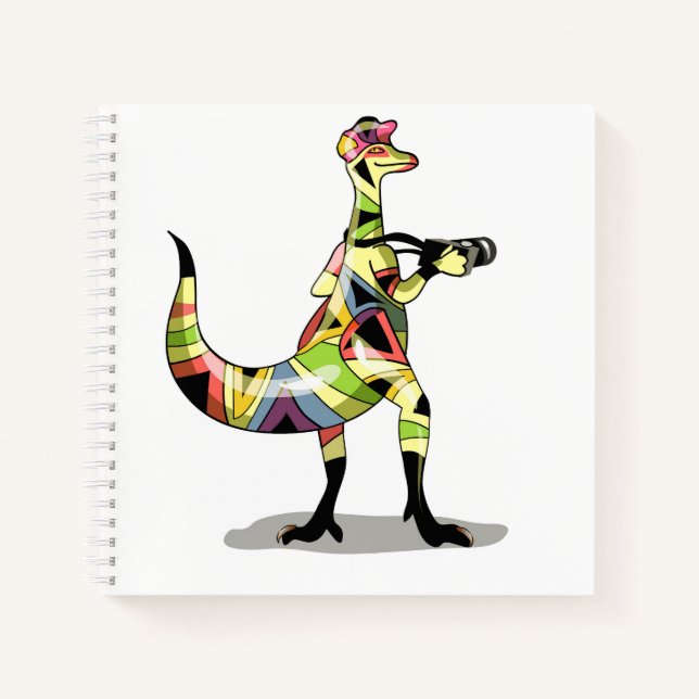 Cuaderno Ilustracion De Un Fotógrafo Iguanodon. (Anverso)