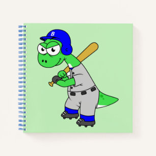Cuaderno Ilustracion De Un Jugador De Béisbol Brontosaurus.
