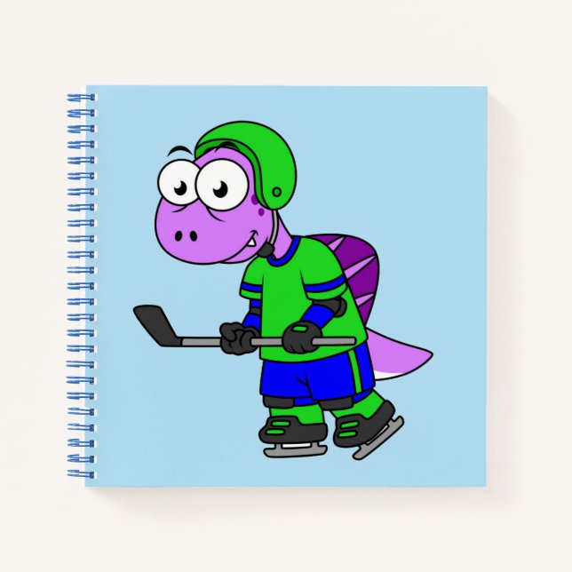Cuaderno Ilustracion De Un Jugador De Hockey Spinosaurus. (Anverso)