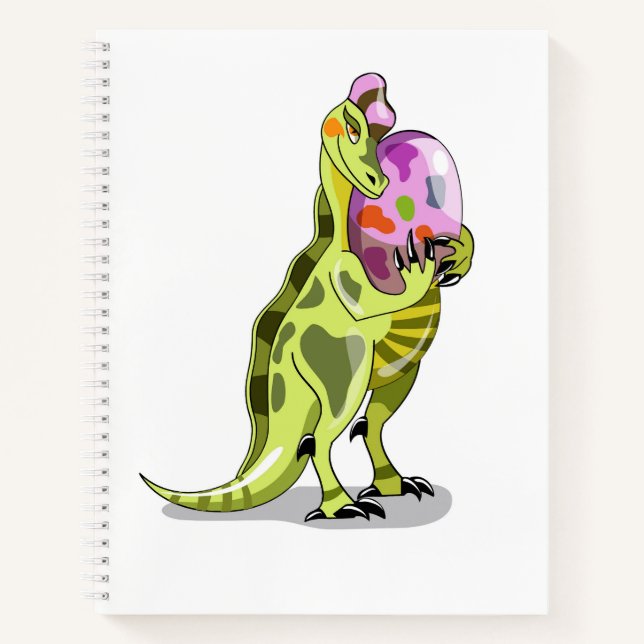 Cuaderno Ilustracion De Un Lambeosaurio Que Lleva Un Huevo. (Anverso)