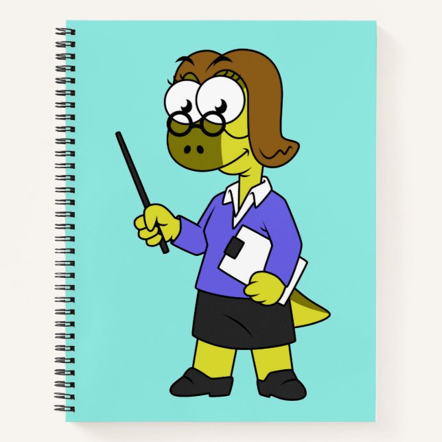 Cuaderno Ilustracion De Un Profesor De Paquicefalosaurio. (Anverso)