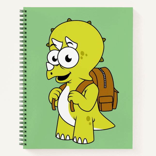 Cuaderno Ilustracion De Un Triceratops Con Mochila. (Anverso)