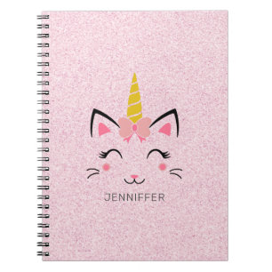 Cuaderno Ilustracion de unicornio de gato estilizado