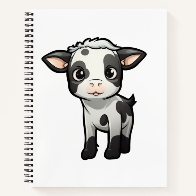 Cuaderno Ilustración de vaca de dibujos animados (Anverso)