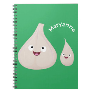 Cuaderno Ilustración de vegetal de dibujos animados de ajo