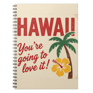 Cuaderno Ilustración de viaje de las Islas Hawaianas Retro