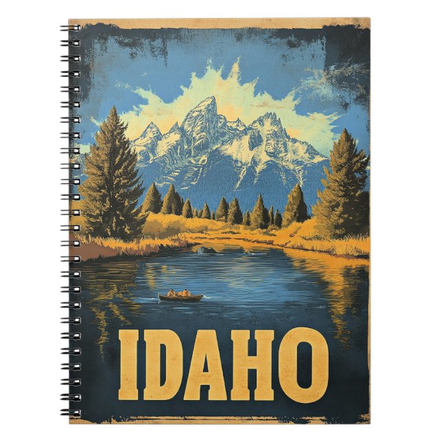 Cuaderno Ilustracion de viaje vintage de Idaho (Frente)