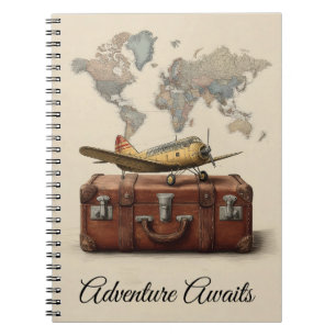 Cuaderno Ilustracion de Viajes Vintage con un avión