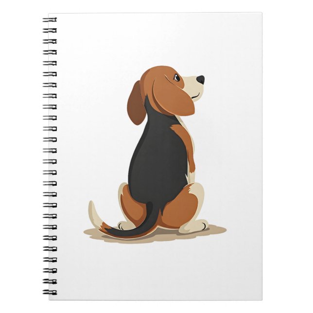 Cuaderno Ilustración de vista trasera de perro Beagle vinta (Frente)