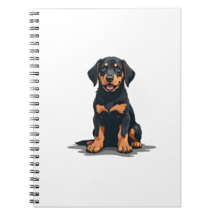 Cuaderno Ilustración de vista trasera de perro negro y bron