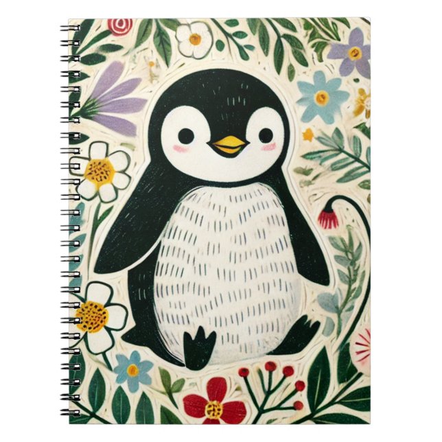 Cuaderno Ilustracion de Wildflower Penguin Lovers (Frente)