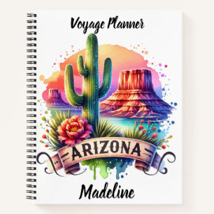 Cuaderno Ilustracion del desierto de Arizona con puesta de