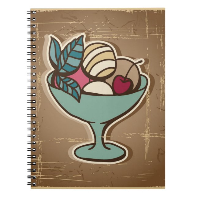 Cuaderno Ilustracion del helado en estilo retro (Frente)