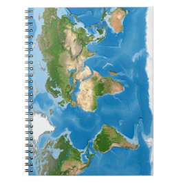 Cuaderno Ilustración del mapa topográfico mundial de la Tie