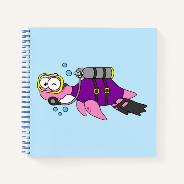 Cuaderno Ilustracion Del Monstruo De Loch Ness Scuba Buver. (Anverso)