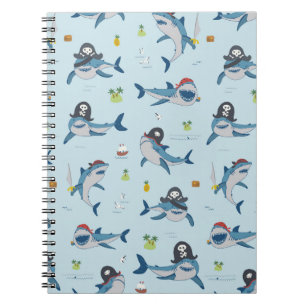 Cuaderno Ilustracion del perro del tiburón pirata