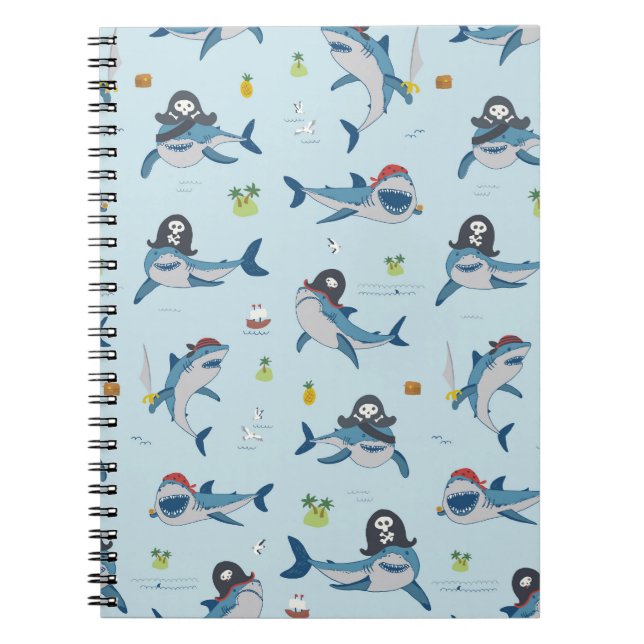 Cuaderno Ilustracion del perro del tiburón pirata (Frente)