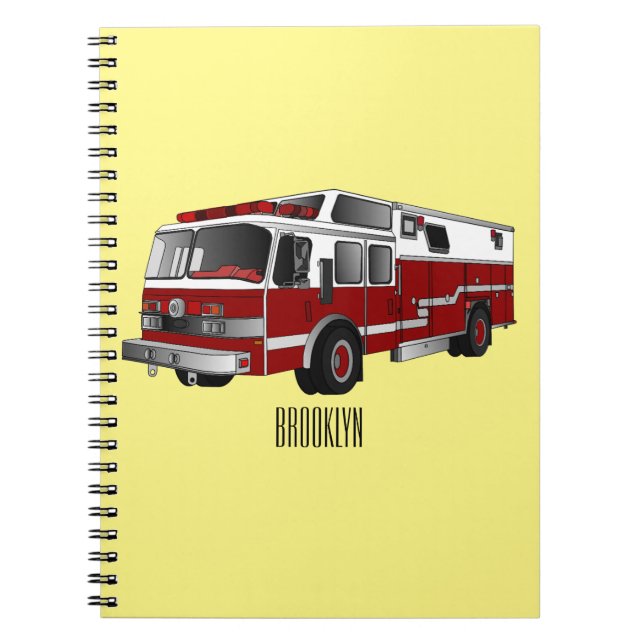 Cuaderno Ilustracion del personalizado del motor de fuego (Frente)