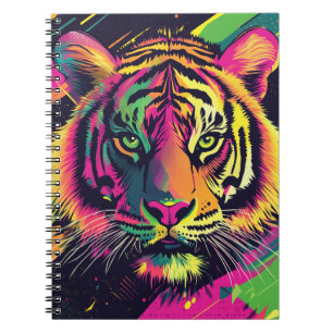 Cuaderno Ilustracion del tigre de arte pop con colores de n