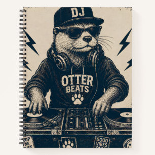 Cuaderno Ilustración divertida de DJ Animal Vintage EDM toc
