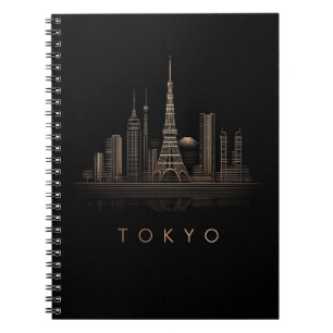 Cuaderno Ilustración elegante de la silueta urbana de Tokio