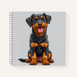 Cuaderno Ilustración feliz de un perro negro y marrón