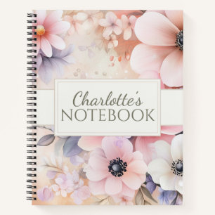 Cuaderno Ilustración floral de acuarela pastel de suave rub