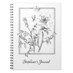 Cuaderno Ilustracion floral vintage de mano con nombre