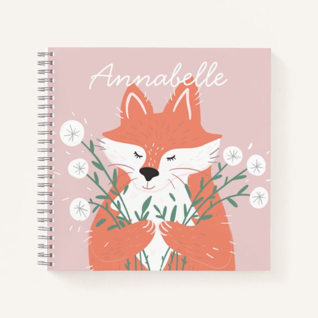 Cuaderno Ilustracion Fox Flowers Personalizado (Anverso)