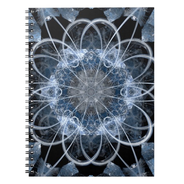 Cuaderno Ilustracion fractal por computadora de invierno az (Frente)