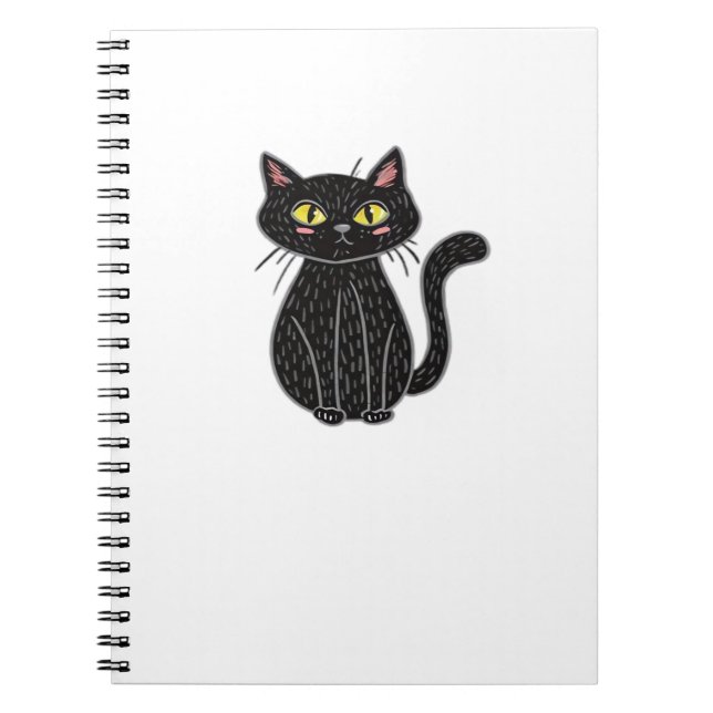 Cuaderno Ilustracion Gato Negro, Doodle Cute Cat Classic T- (Frente)