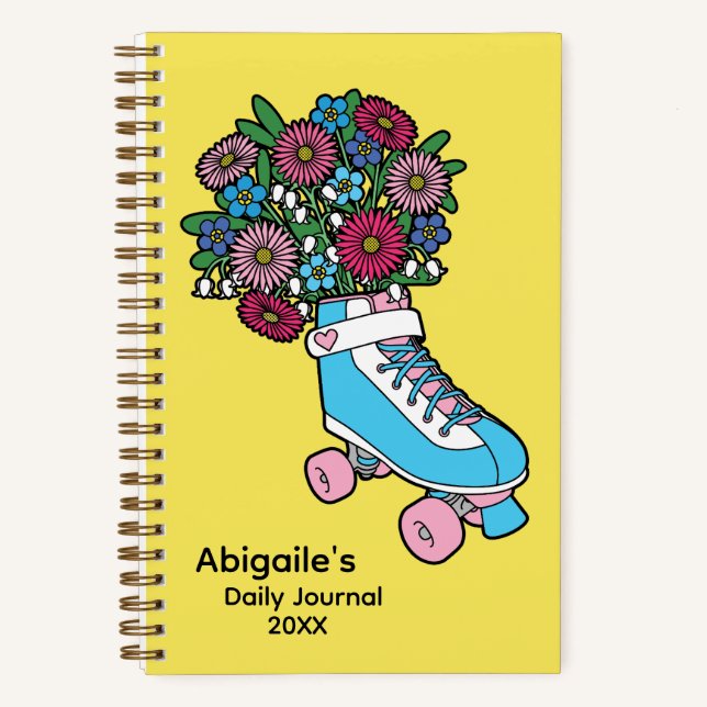 Cuaderno Ilustracion Girly Floral Skate Personalizado (Anverso)