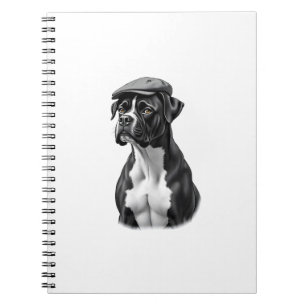 Cuaderno Ilustración Gráfica Monocroma de Boxer Antiguo con