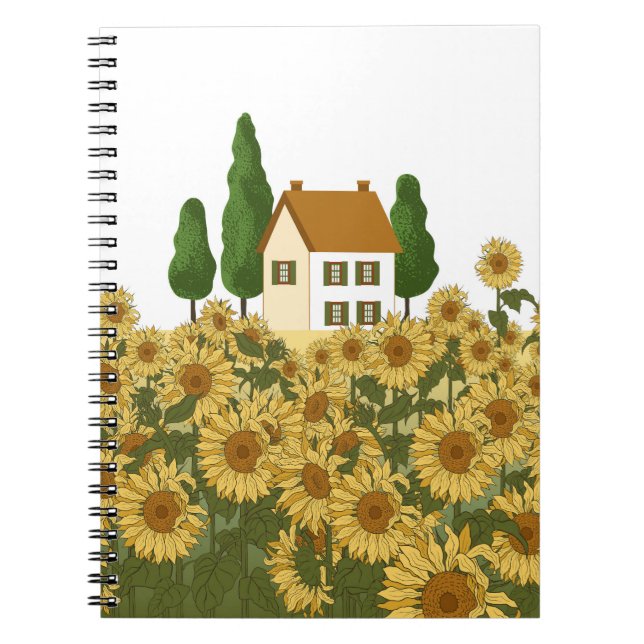 Cuaderno Ilustracion House Sunflowers Field Vintage (Frente)