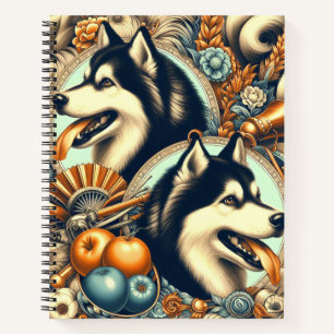 Cuaderno Ilustracion Husky retro siberiano