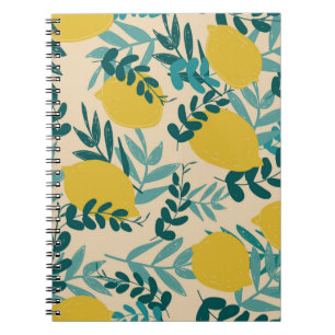 Cuaderno ilustracion. limones de fondo y hojas