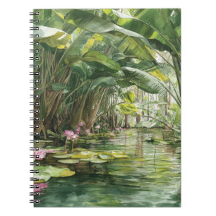Cuaderno Ilustracion Lush Green Jungle Water Lily