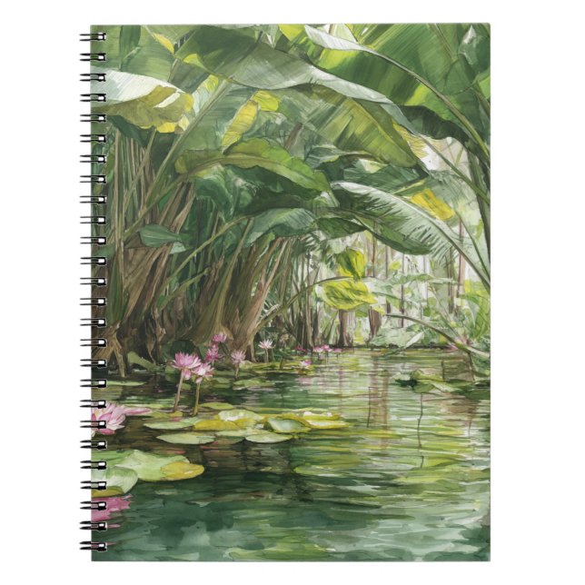 Cuaderno Ilustracion Lush Green Jungle Water Lily (Frente)