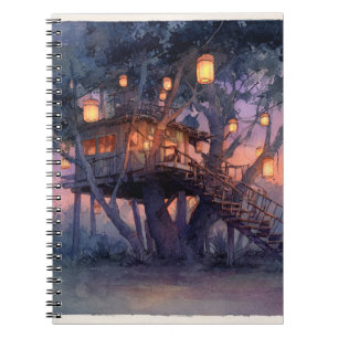 Cuaderno Ilustracion Magnífico Lantern-Lit Treehouse