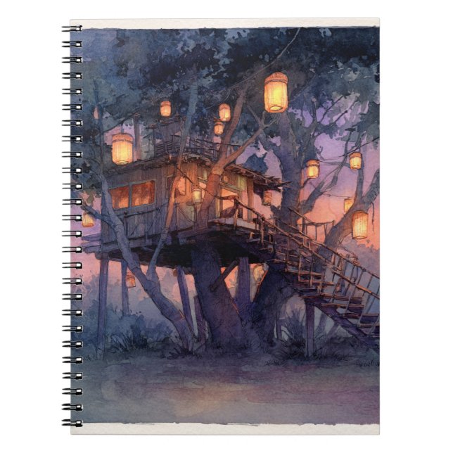 Cuaderno Ilustracion Magnífico Lantern-Lit Treehouse (Frente)