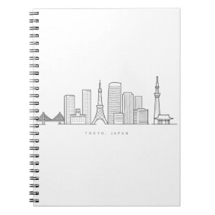 Cuaderno Ilustración minimalista del horizonte de Tokio