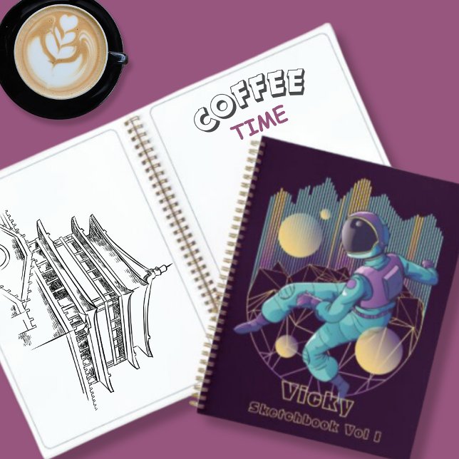 Cuaderno Ilustracion moderno de astronautas tecno (Subido por el creador)